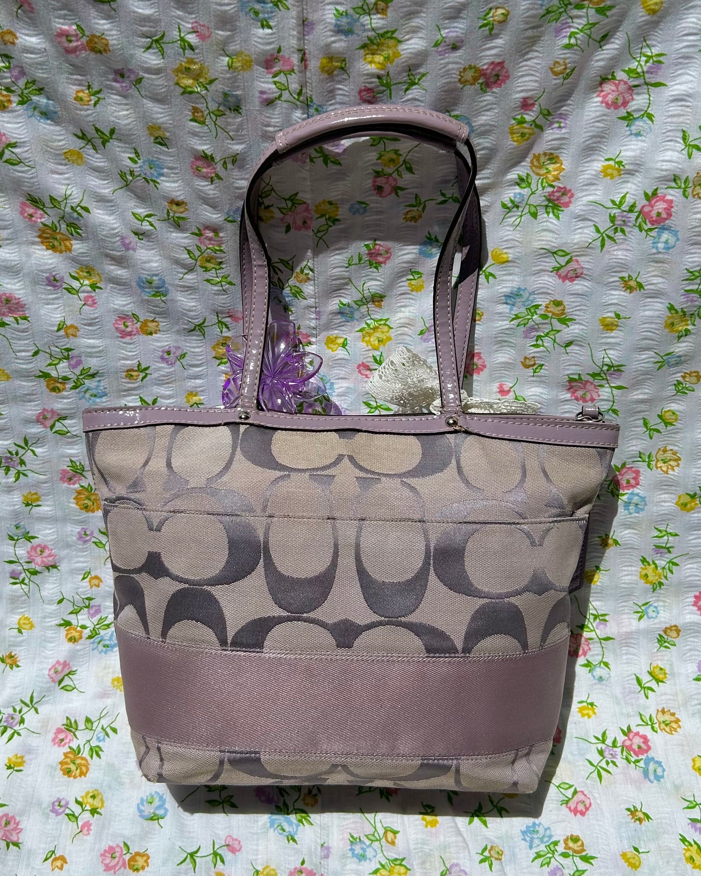 Coach Monogram Stripe Tote Bag