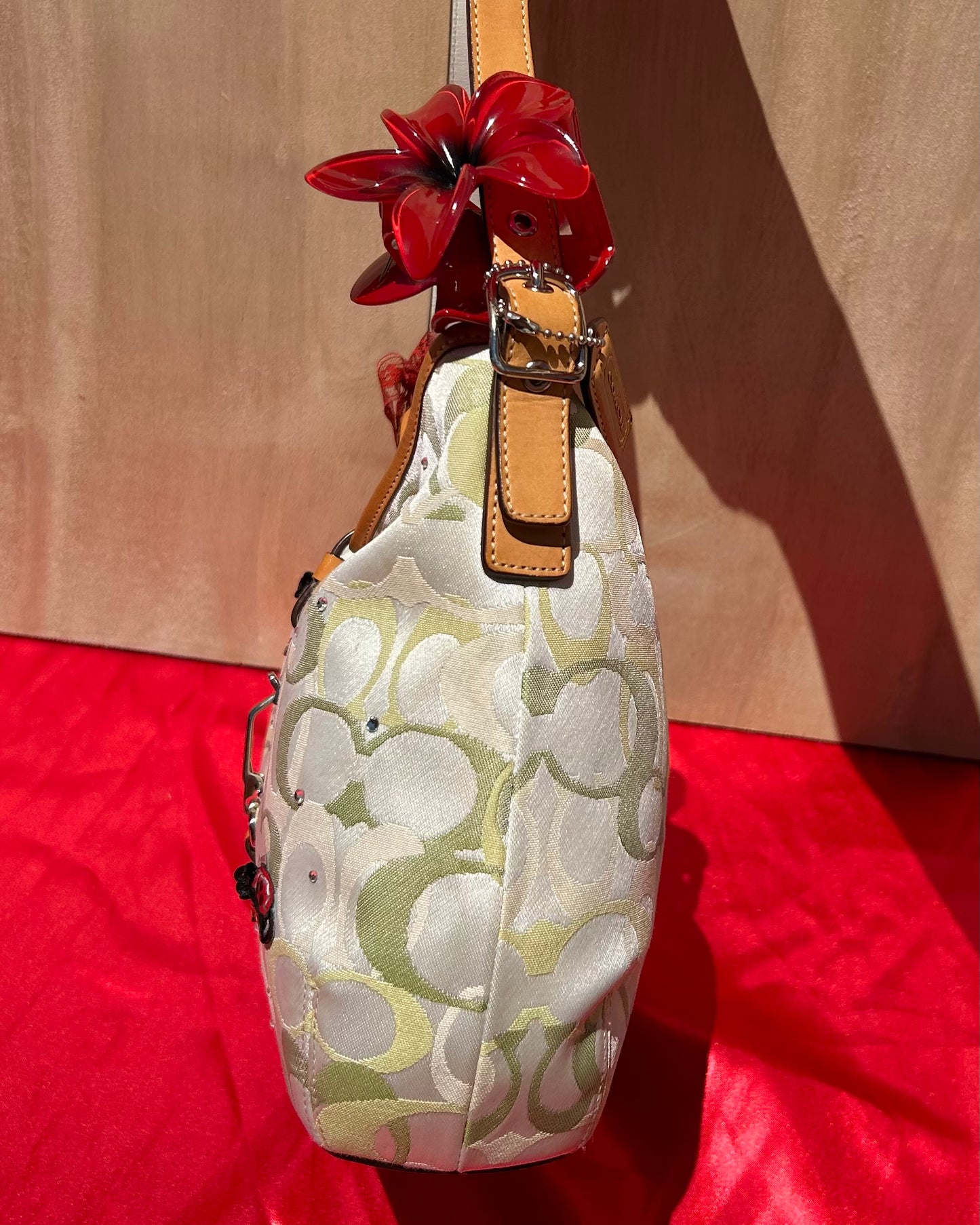 Custom Vintage Coach Ladybug Hampton Monogram Clip Hobo Shoulder Bag