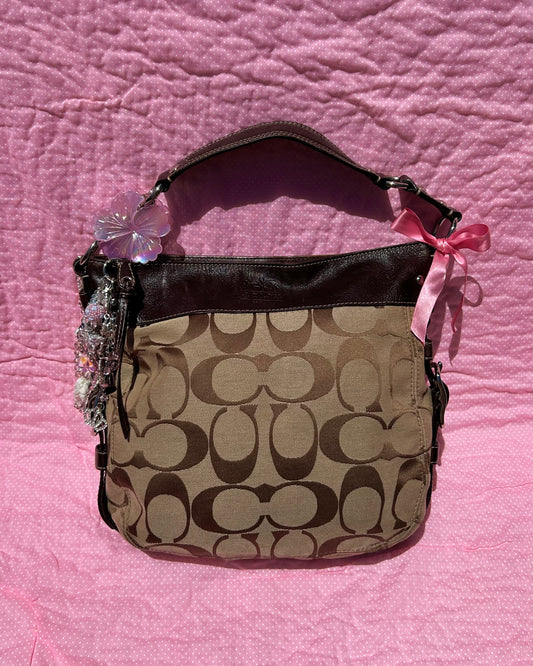 Vintage Coach Zoe Monogram Large Hobo Shoulder Bag