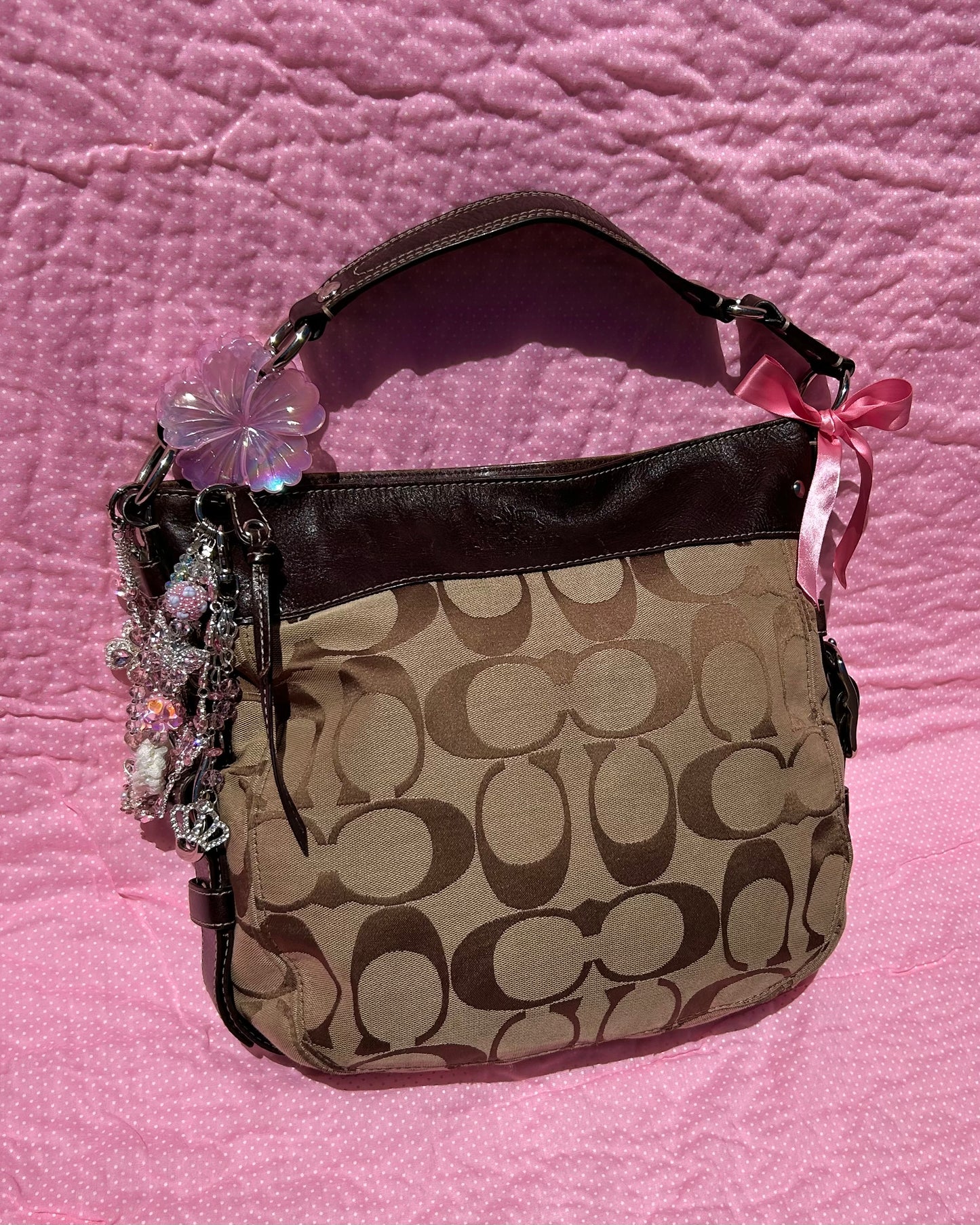 Vintage Coach Zoe Monogram Large Hobo Shoulder Bag