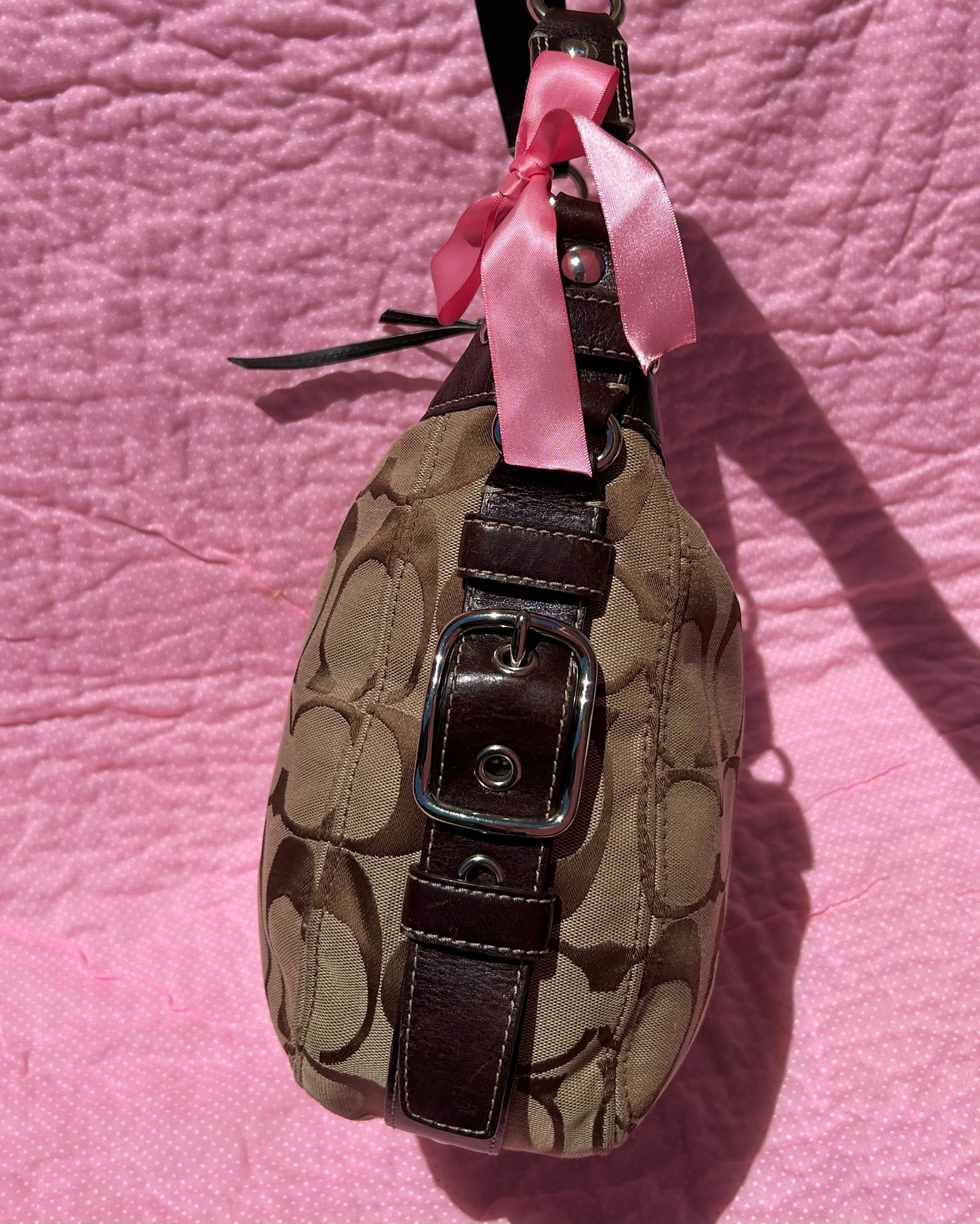 Vintage Coach Zoe Monogram Large Hobo Shoulder Bag