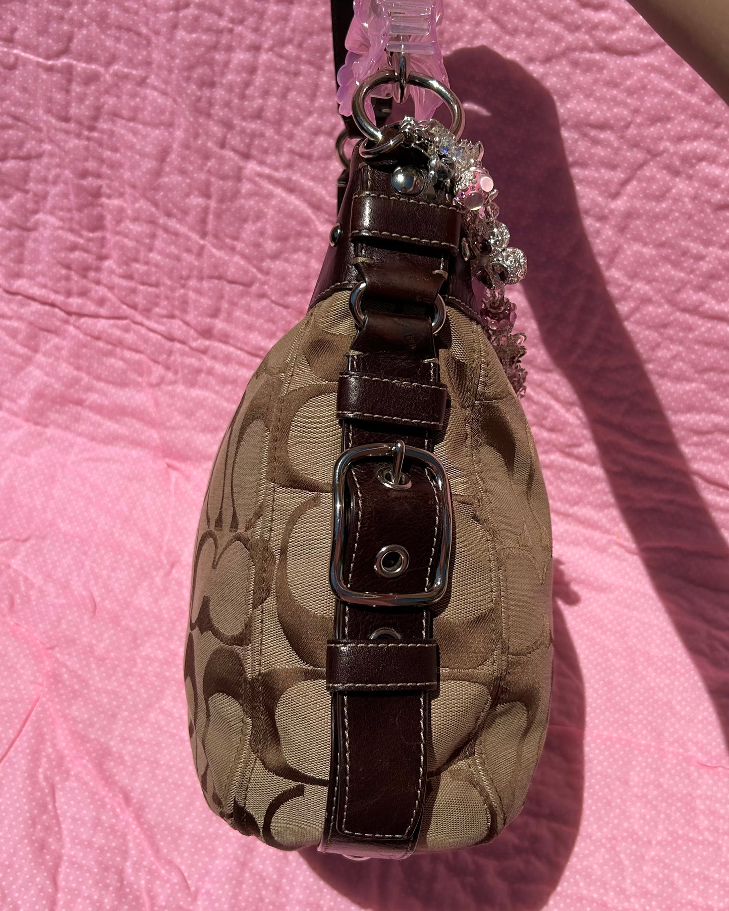 Vintage Coach Zoe Monogram Large Hobo Shoulder Bag