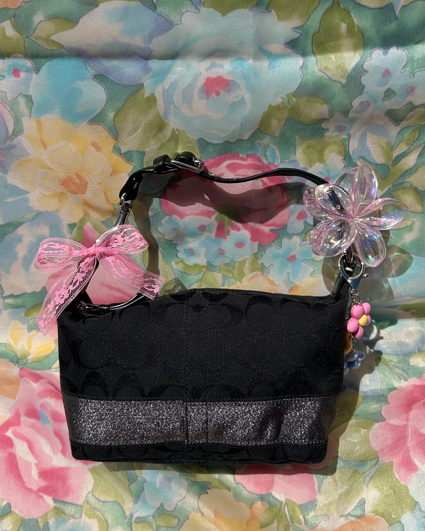 Vintage Coach Monogram Mini Hobo Stripe Small Handbag Purse