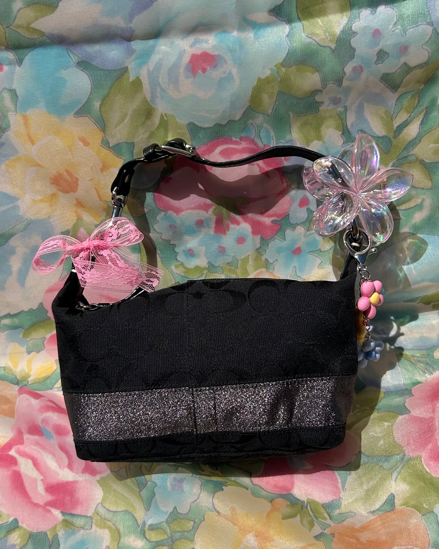 Vintage Coach Monogram Mini Hobo Stripe Small Handbag Purse