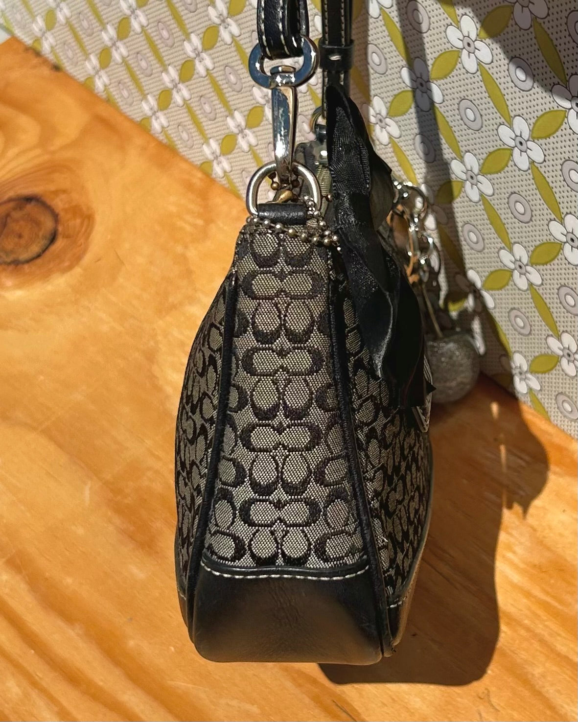 Vintage Coach Demi Hampton Monogram Shoulder Bag