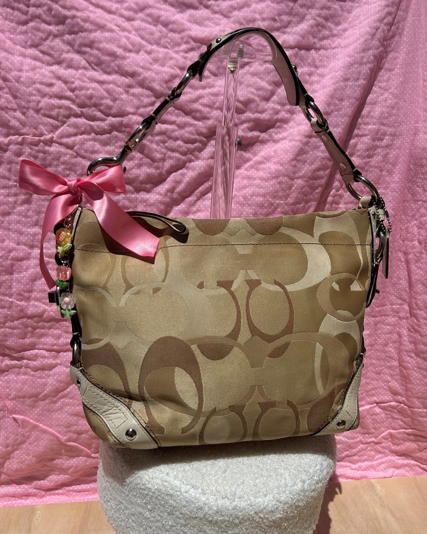 Coach Carly Hobo Medium Optic Monogram Shoulder Bag