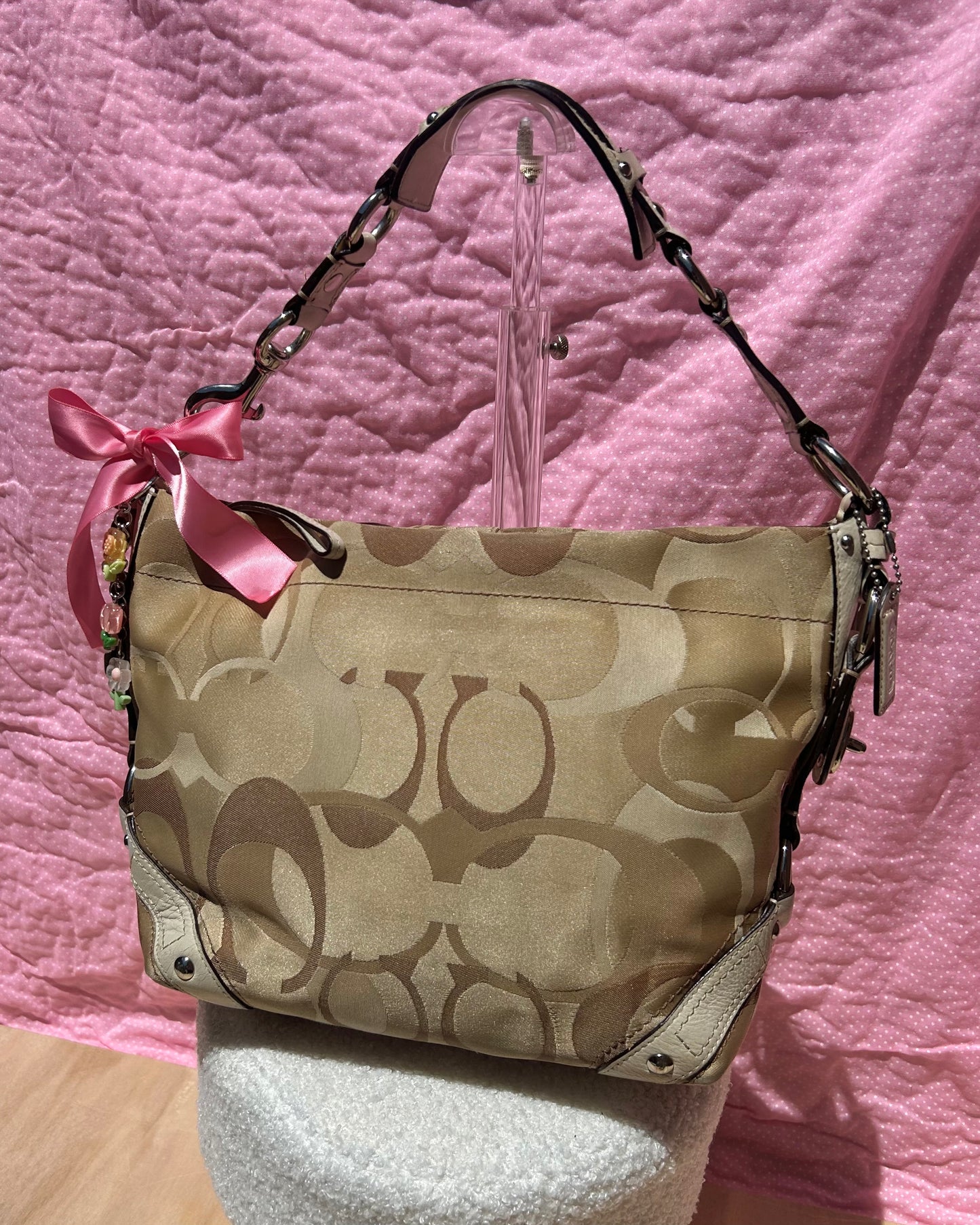 Coach Carly Hobo Medium Optic Monogram Shoulder Bag