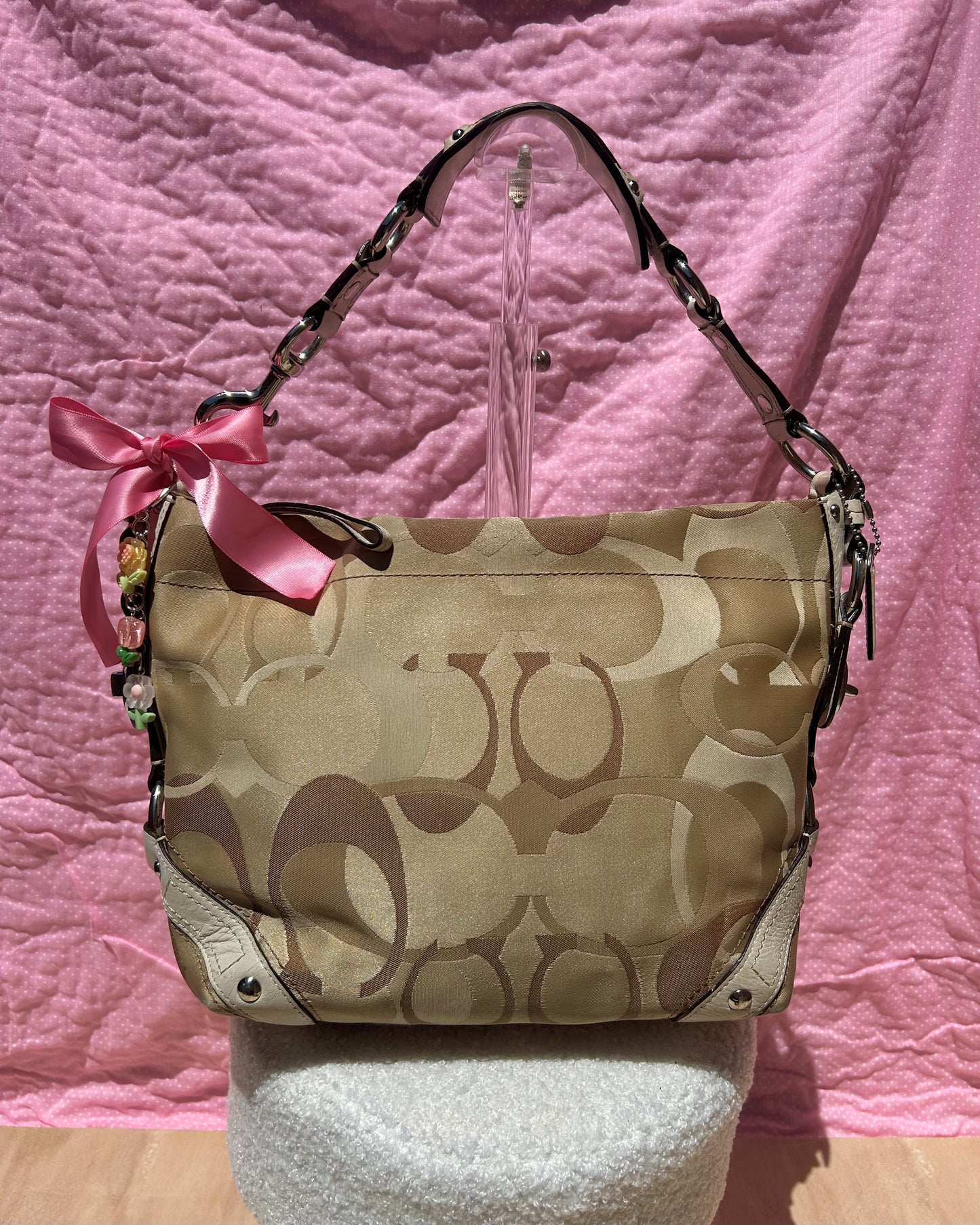 Coach Carly Hobo Medium Optic Monogram Shoulder Bag