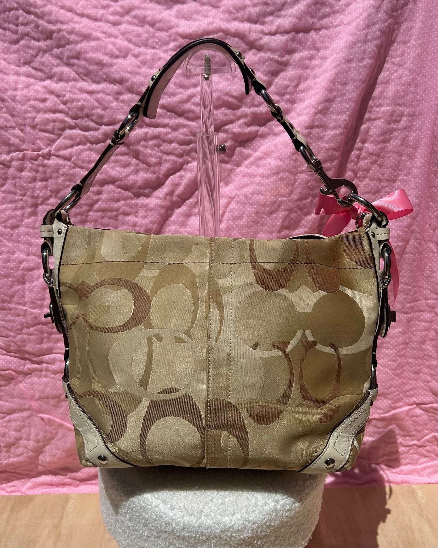 Coach Carly Hobo Medium Optic Monogram Shoulder Bag