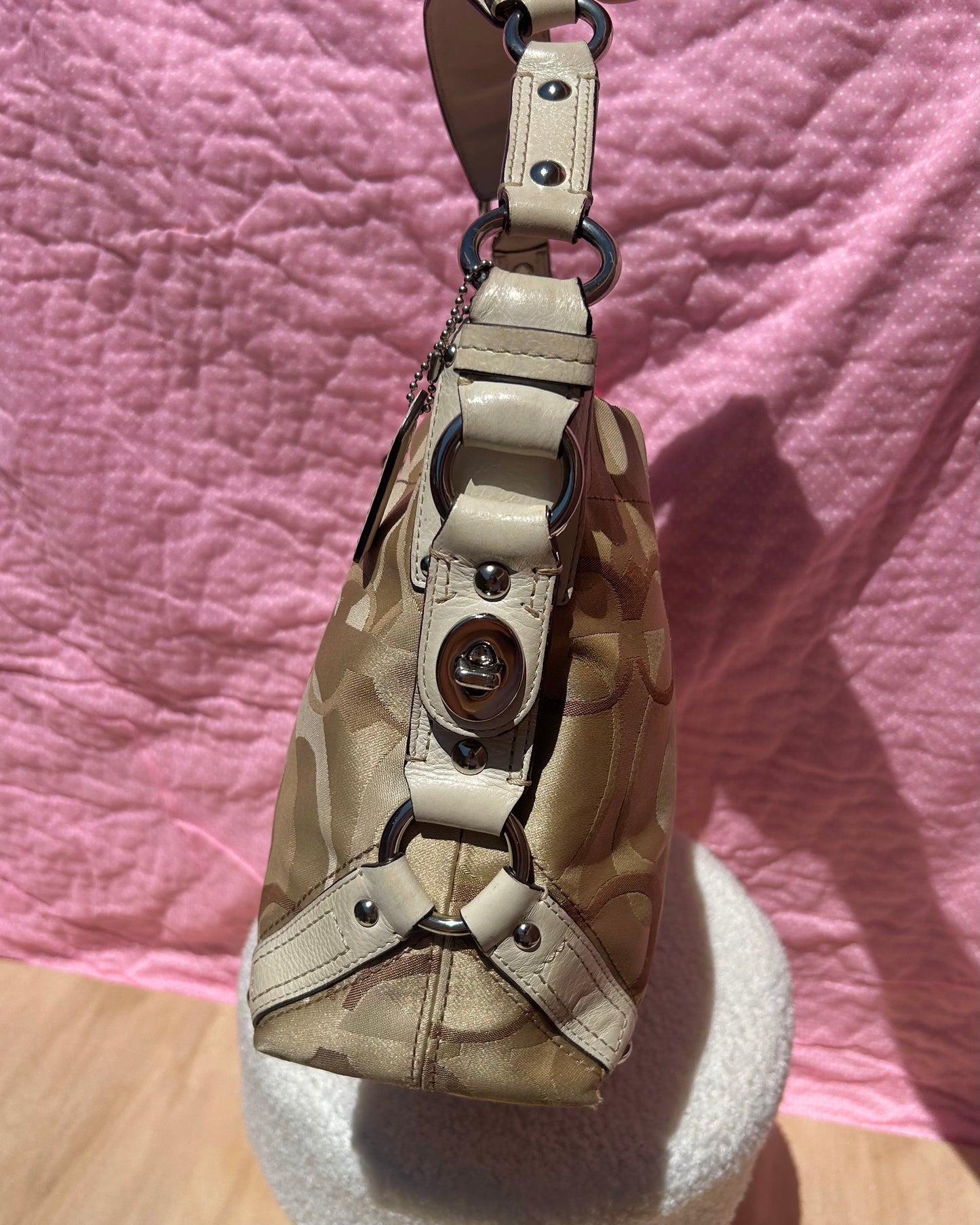 Coach Carly Hobo Medium Optic Monogram Shoulder Bag