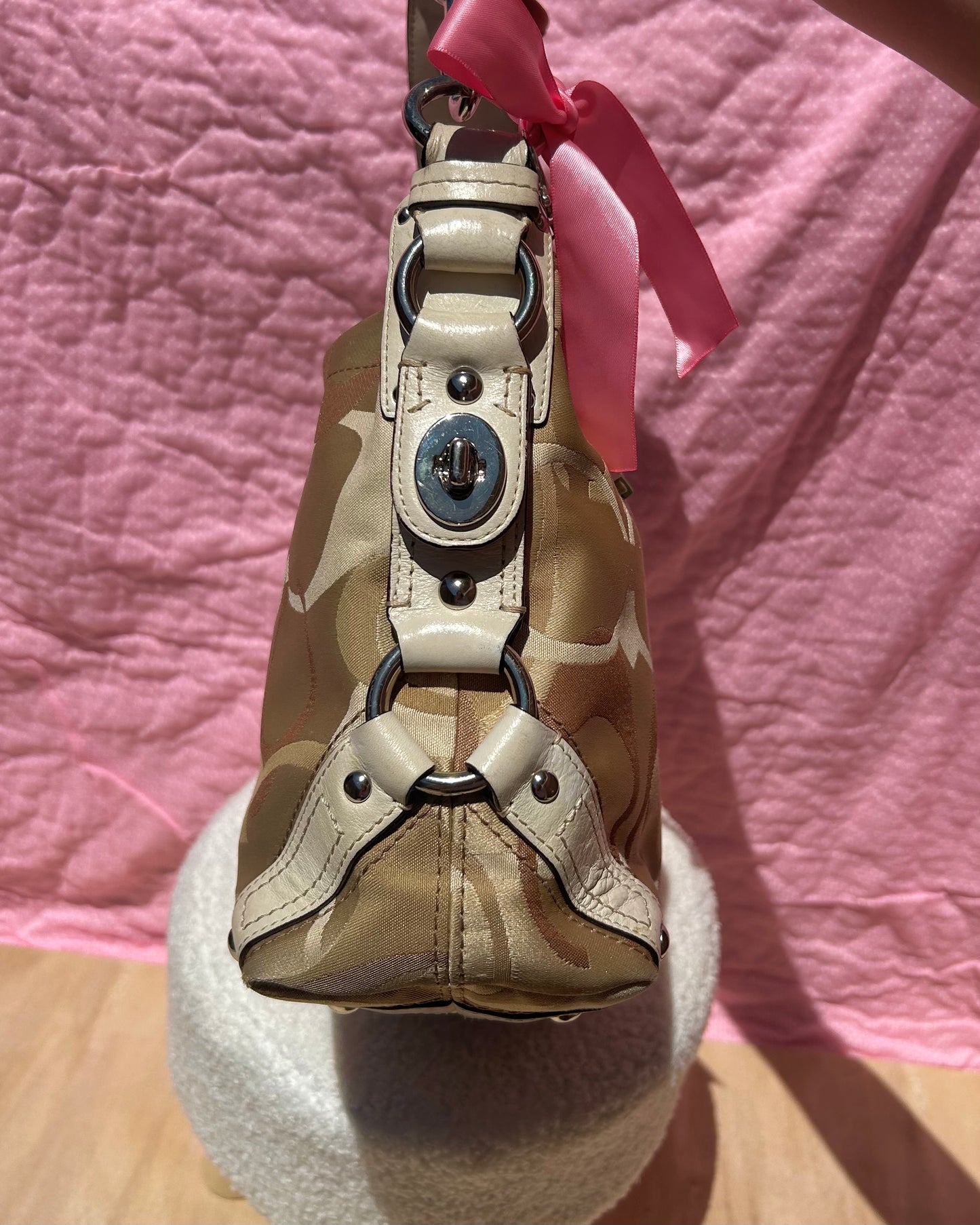 Coach Carly Hobo Medium Optic Monogram Shoulder Bag