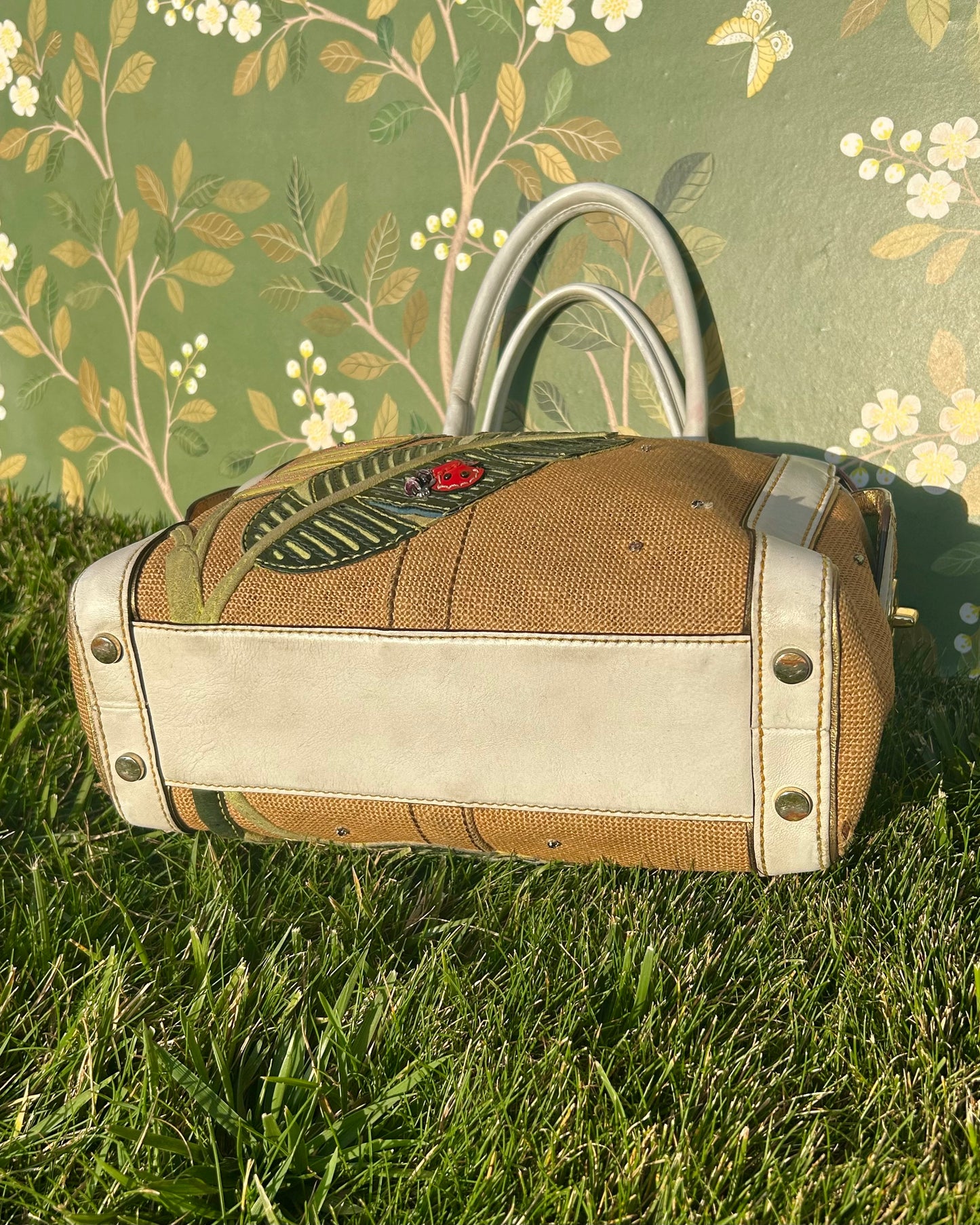 Vintage Coach Soho Mini Tote Burlap Ladybug Shoulder Bag