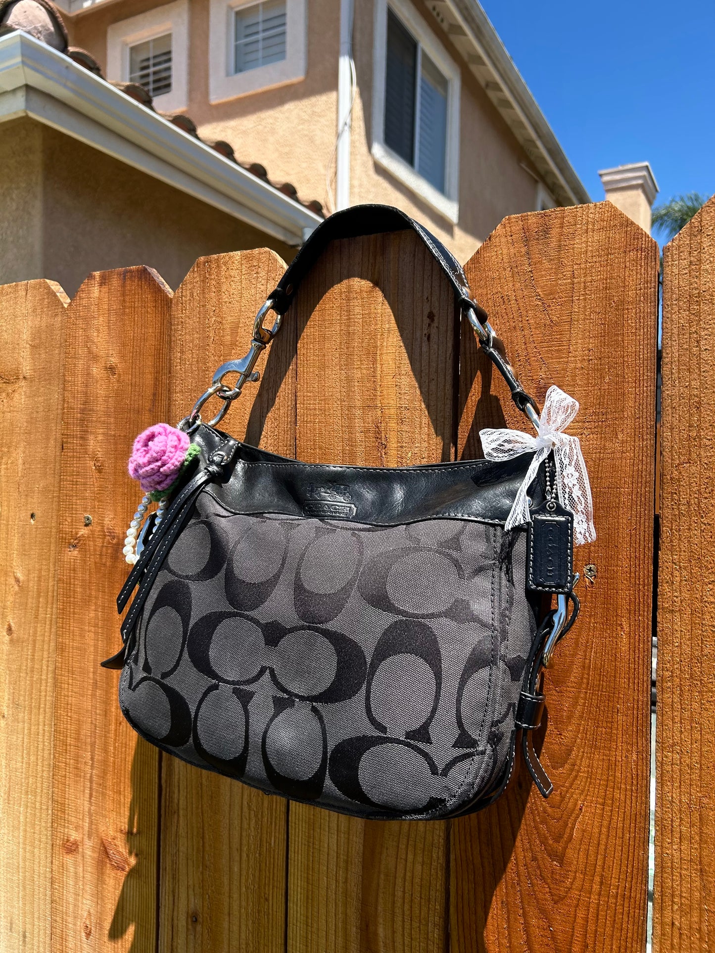 Coach Zoe Hobo Monogram Shoulder Bag