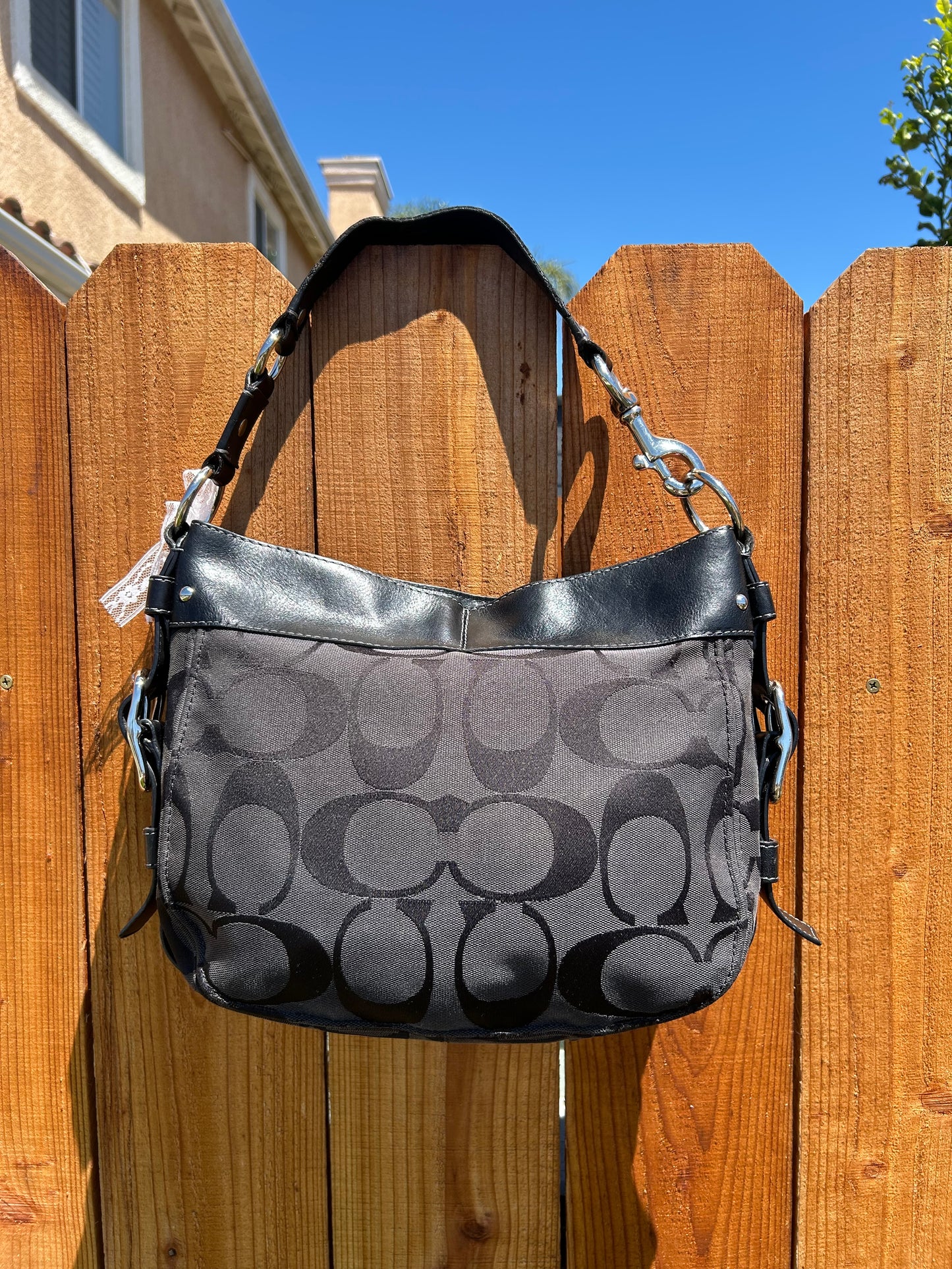 Coach Zoe Hobo Monogram Shoulder Bag