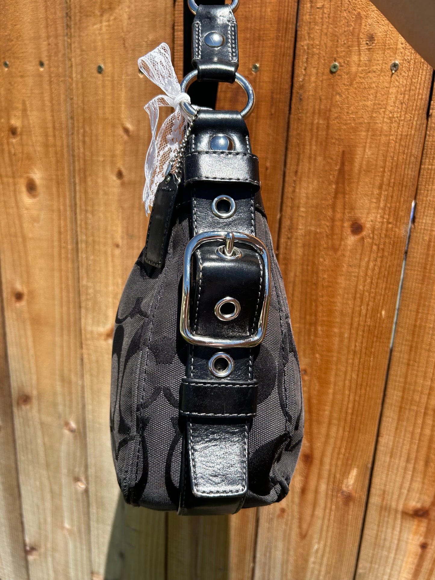 Coach Zoe Hobo Monogram Shoulder Bag