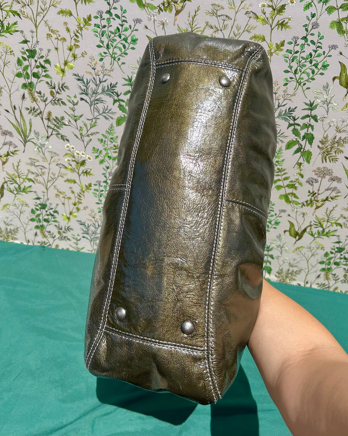 Coach Garrett Pleated Turnlock Leather Shoulder Bag