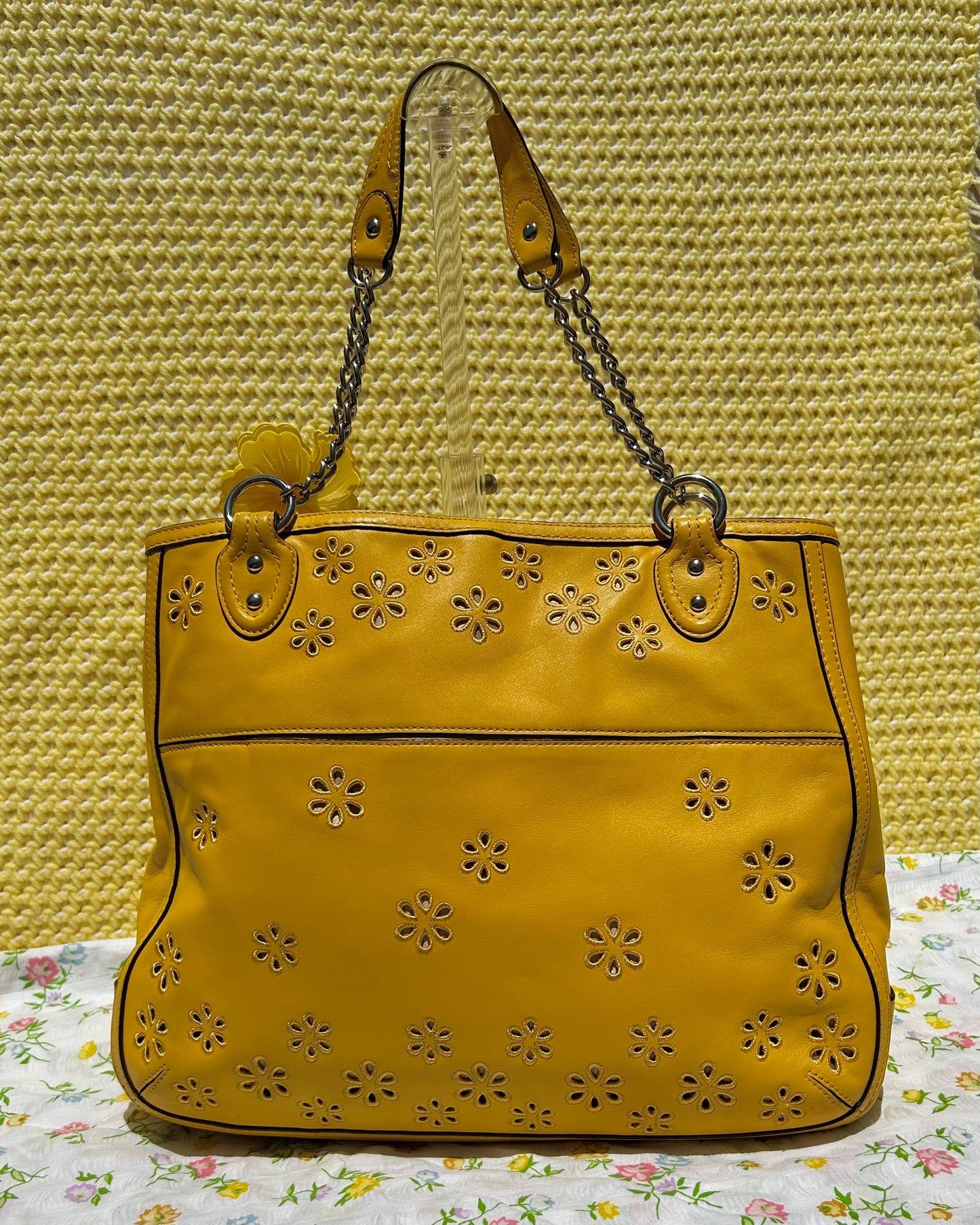 Coach Poppy Leather Eyelet Chain Tote Bag & Wallet Set