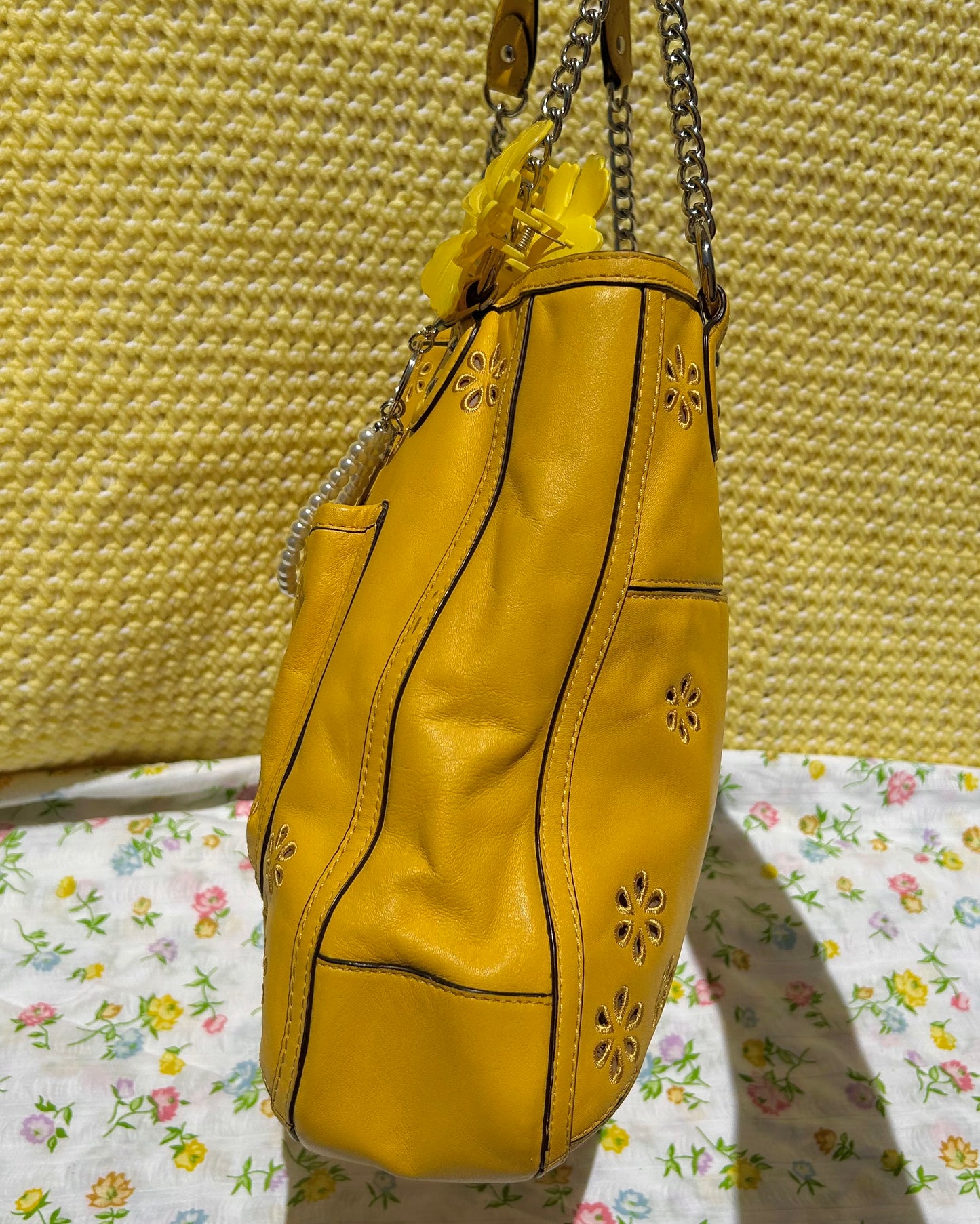 Coach Poppy Leather Eyelet Chain Tote Bag & Wallet Set