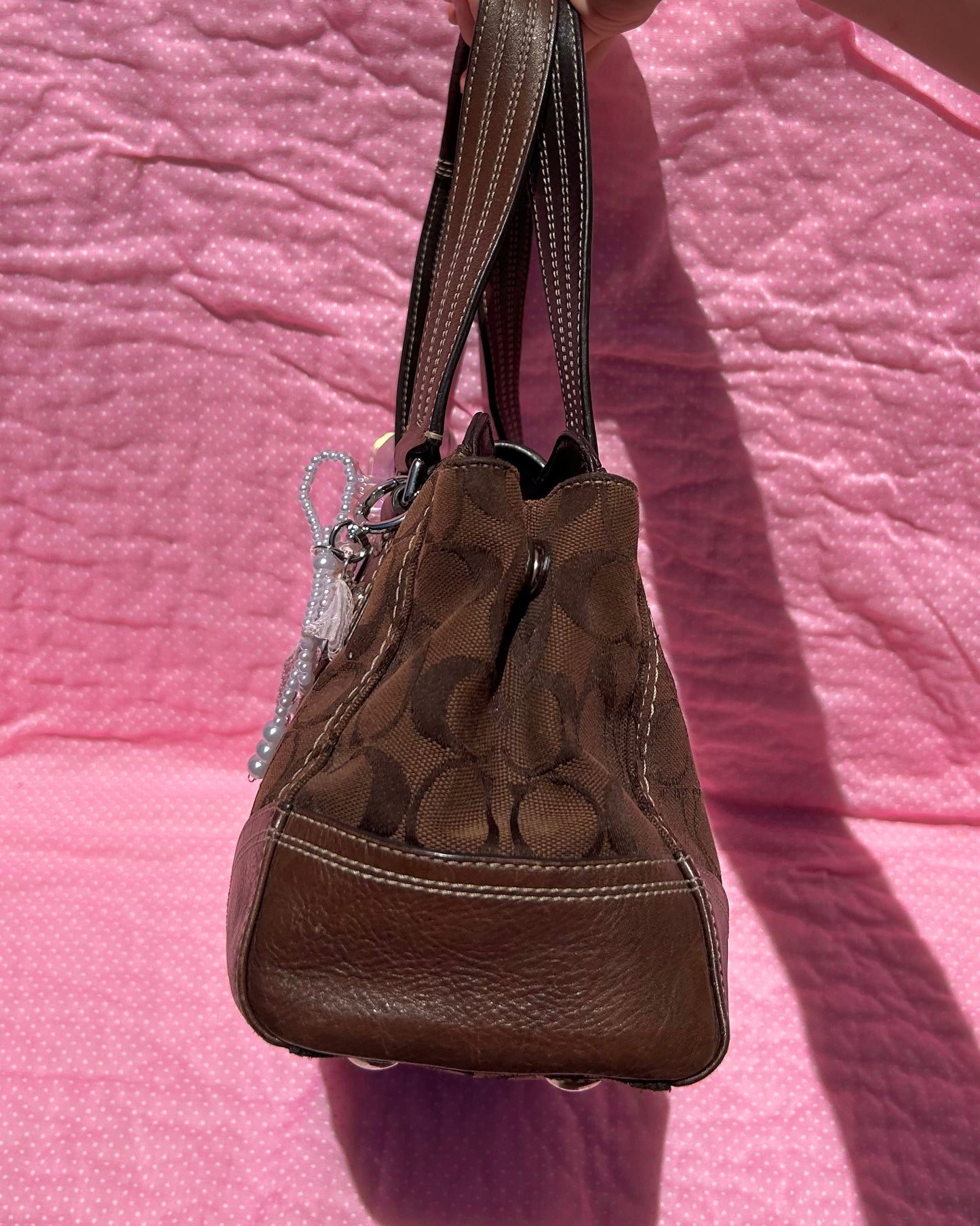 Vintage Coach Hampton Monogram Turnlock Satchel Shoulder Bag