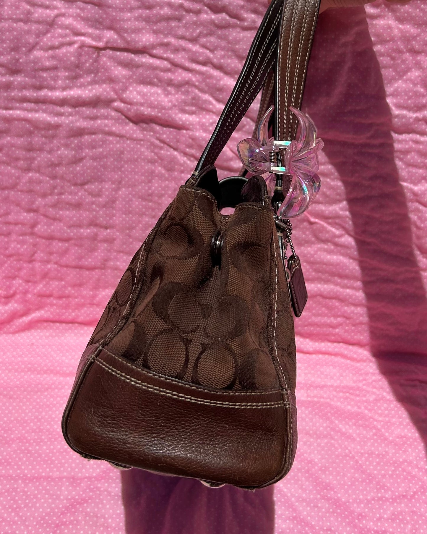 Vintage Coach Hampton Monogram Turnlock Satchel Shoulder Bag