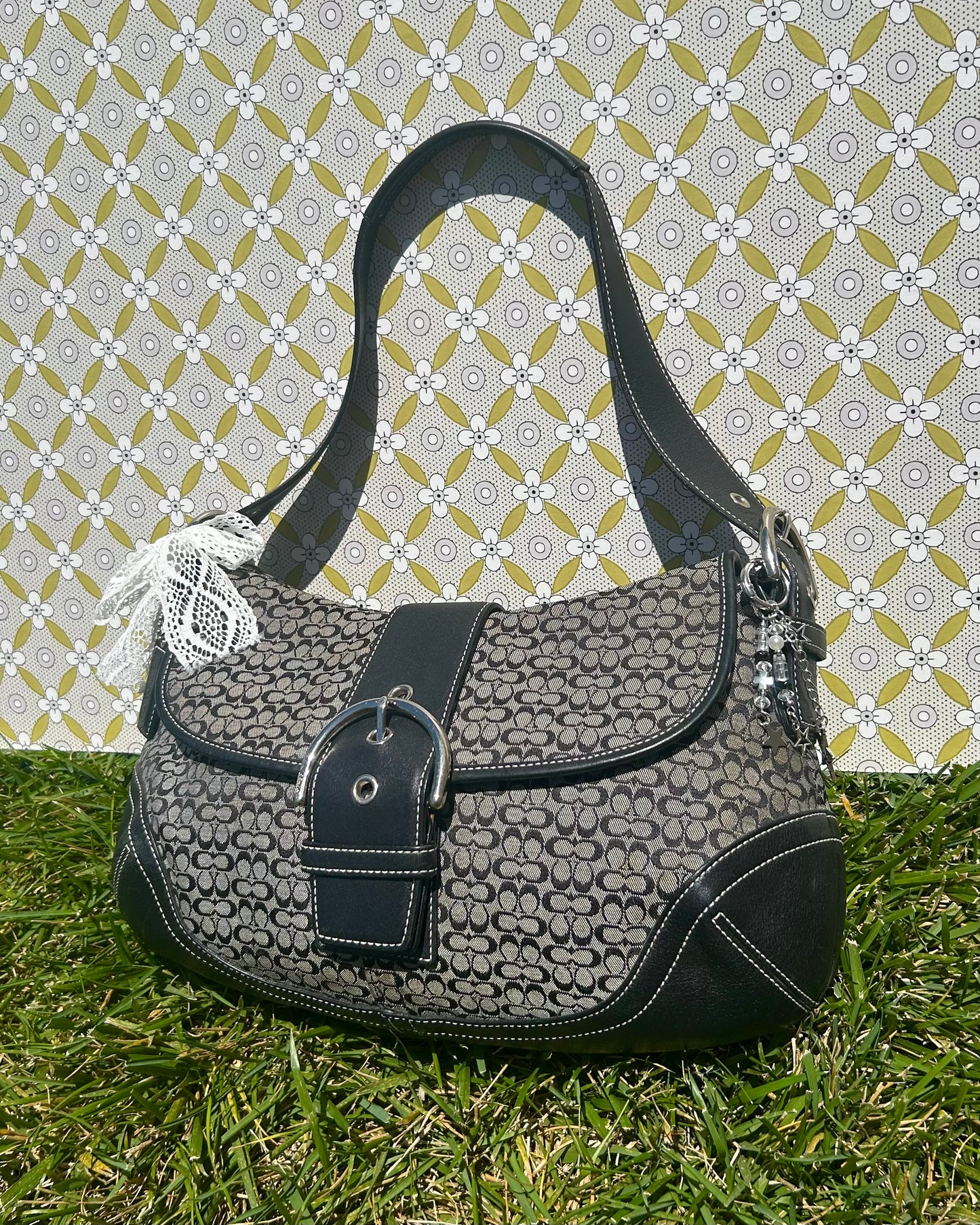 Vintage Coach Soho Large Monogram Buckle Flap Shoulder Bag