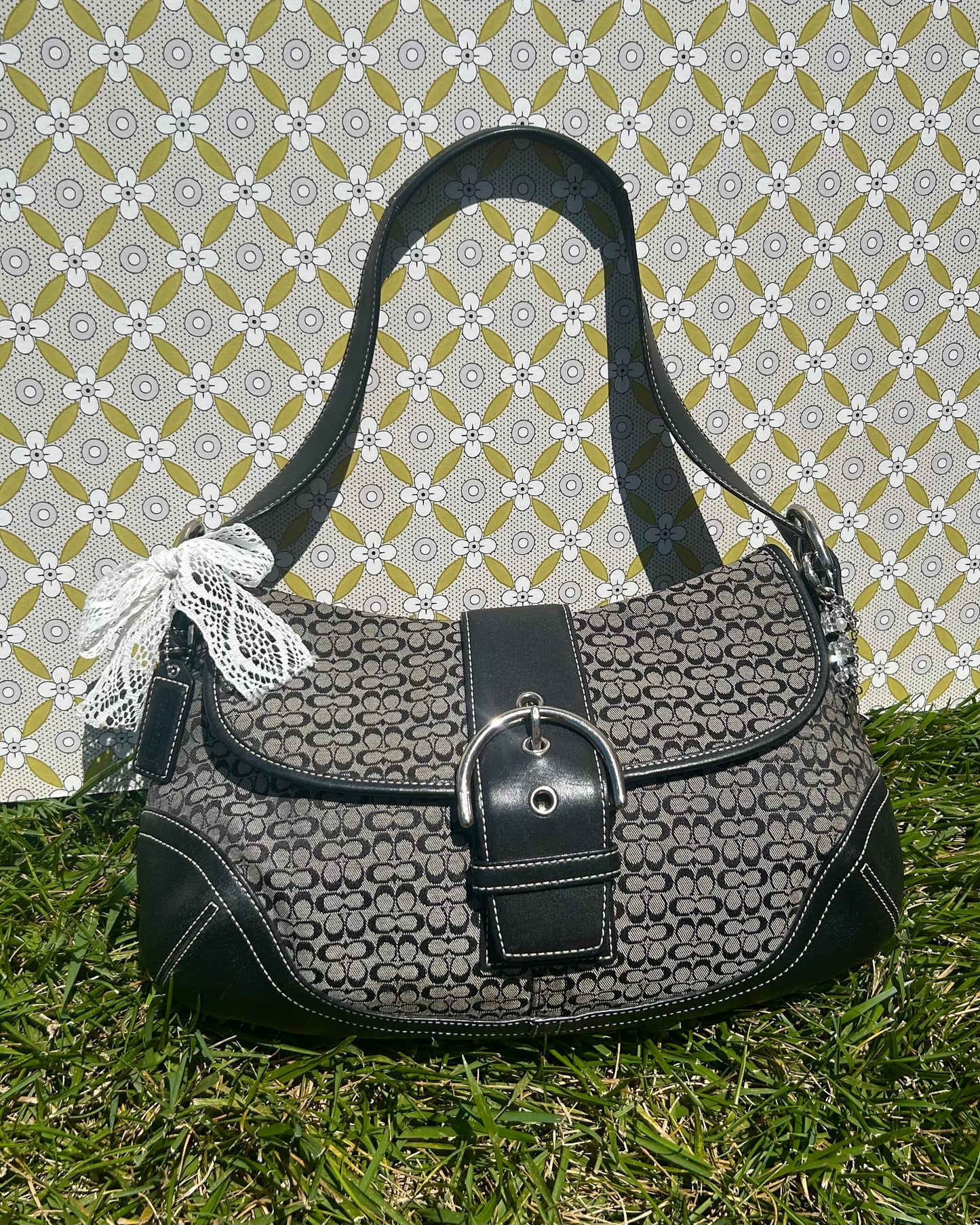 Vintage Coach Soho Large Monogram Buckle Flap Shoulder Bag