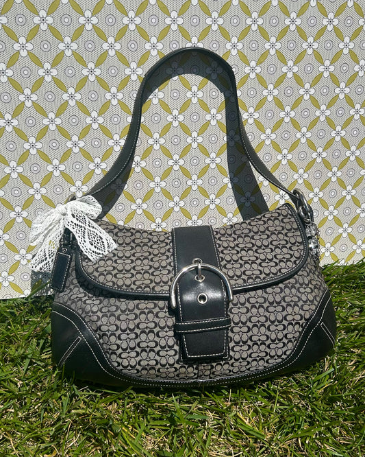 Vintage Coach Soho Large Monogram Buckle Flap Shoulder Bag