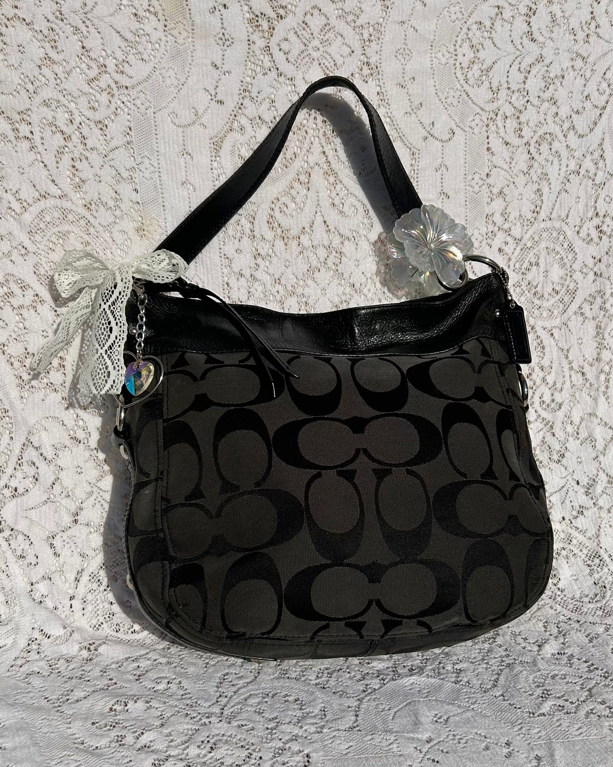 Vintage Coach Zoe Monogram Large Hobo Shoulder Bag