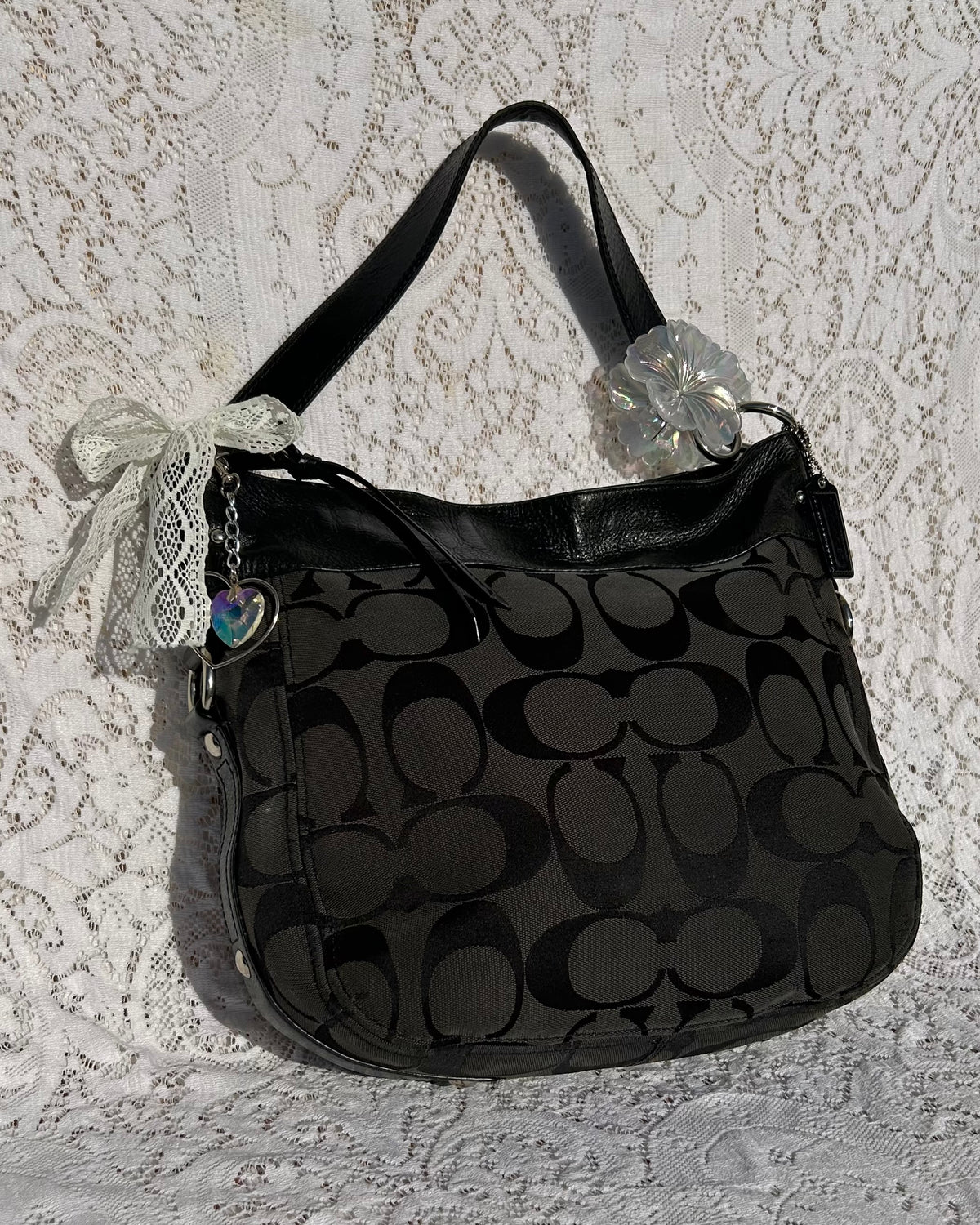 Vintage Coach Zoe Monogram Large Hobo Shoulder Bag