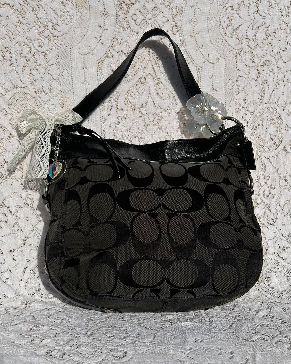 Vintage Coach Zoe Monogram Large Hobo Shoulder Bag