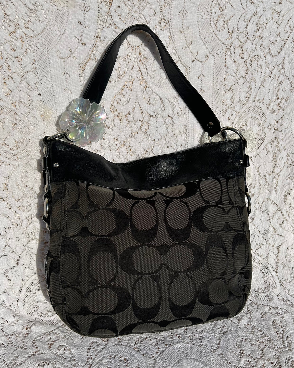 Vintage Coach Zoe Monogram Large Hobo Shoulder Bag