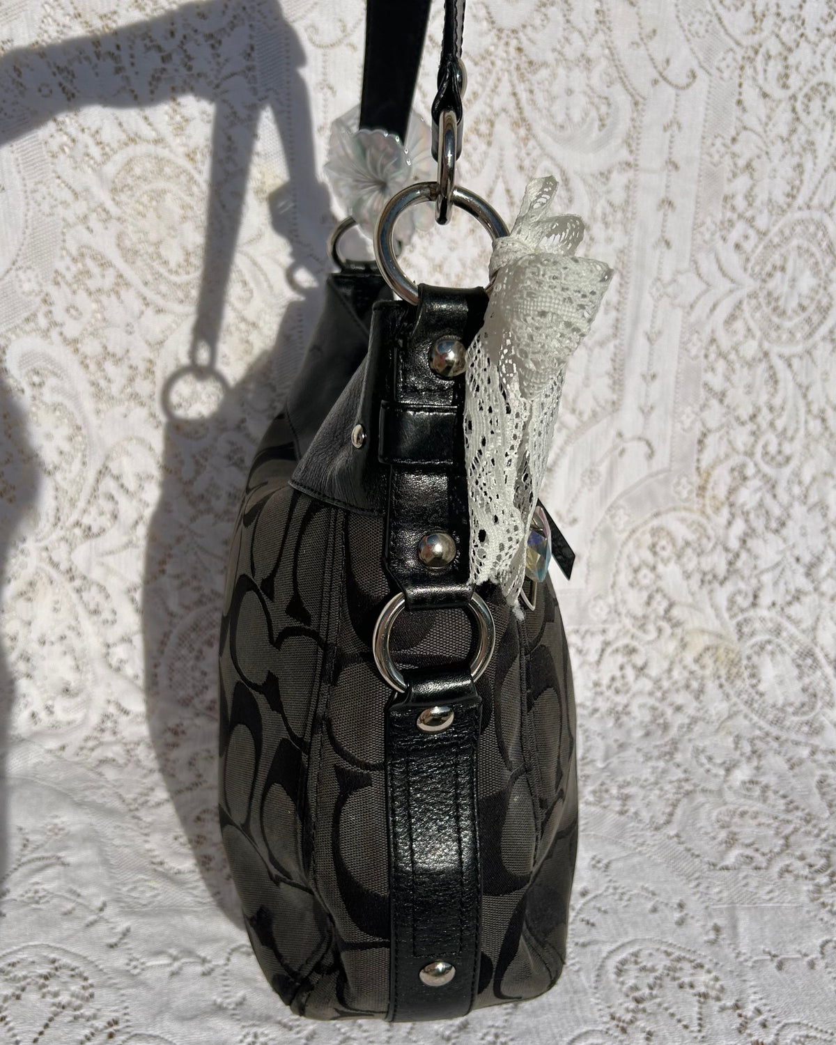 Vintage Coach Zoe Monogram Large Hobo Shoulder Bag