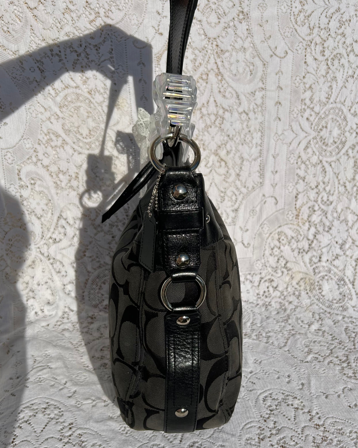 Vintage Coach Zoe Monogram Large Hobo Shoulder Bag