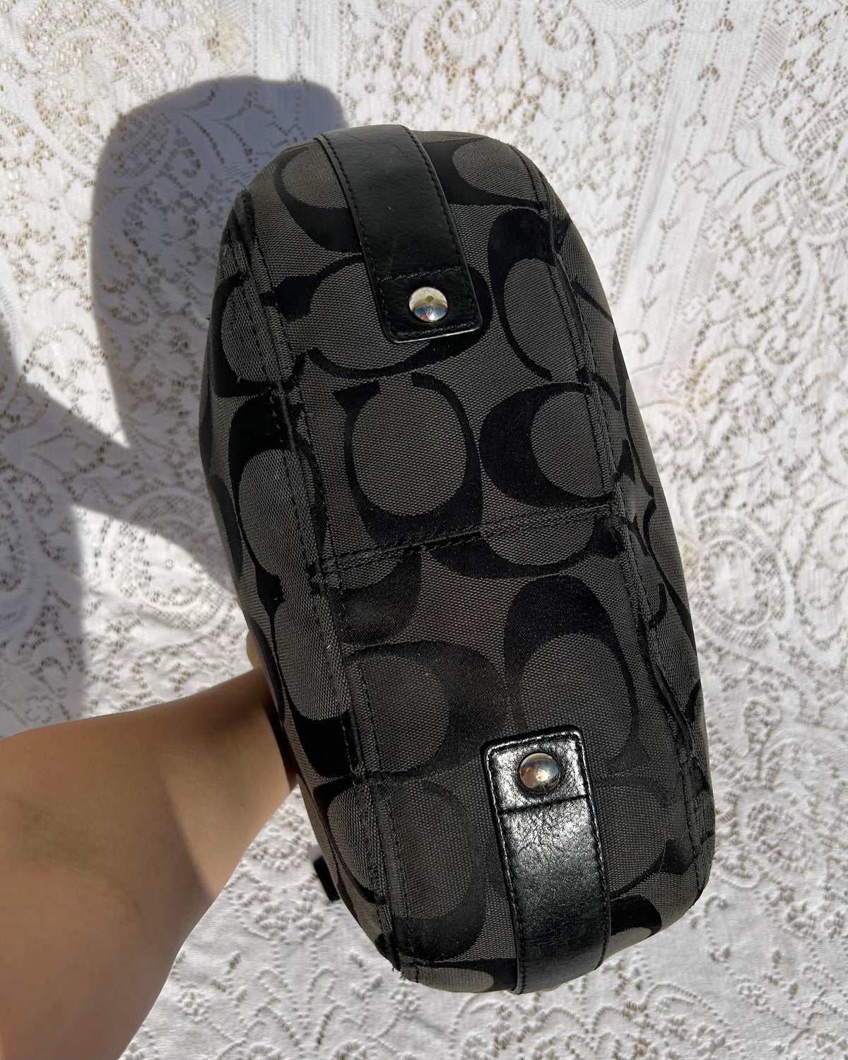 Vintage Coach Zoe Monogram Large Hobo Shoulder Bag
