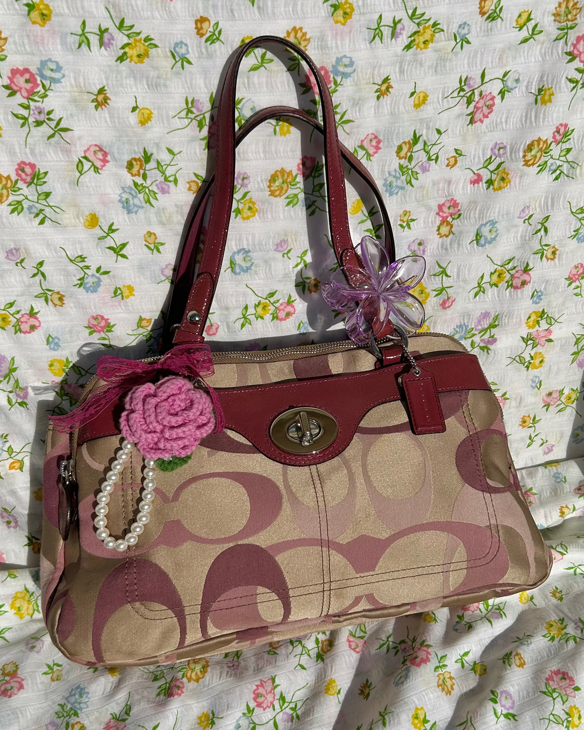 Coach Penelope Monogram Turnlock Satchel Shoulder Bag