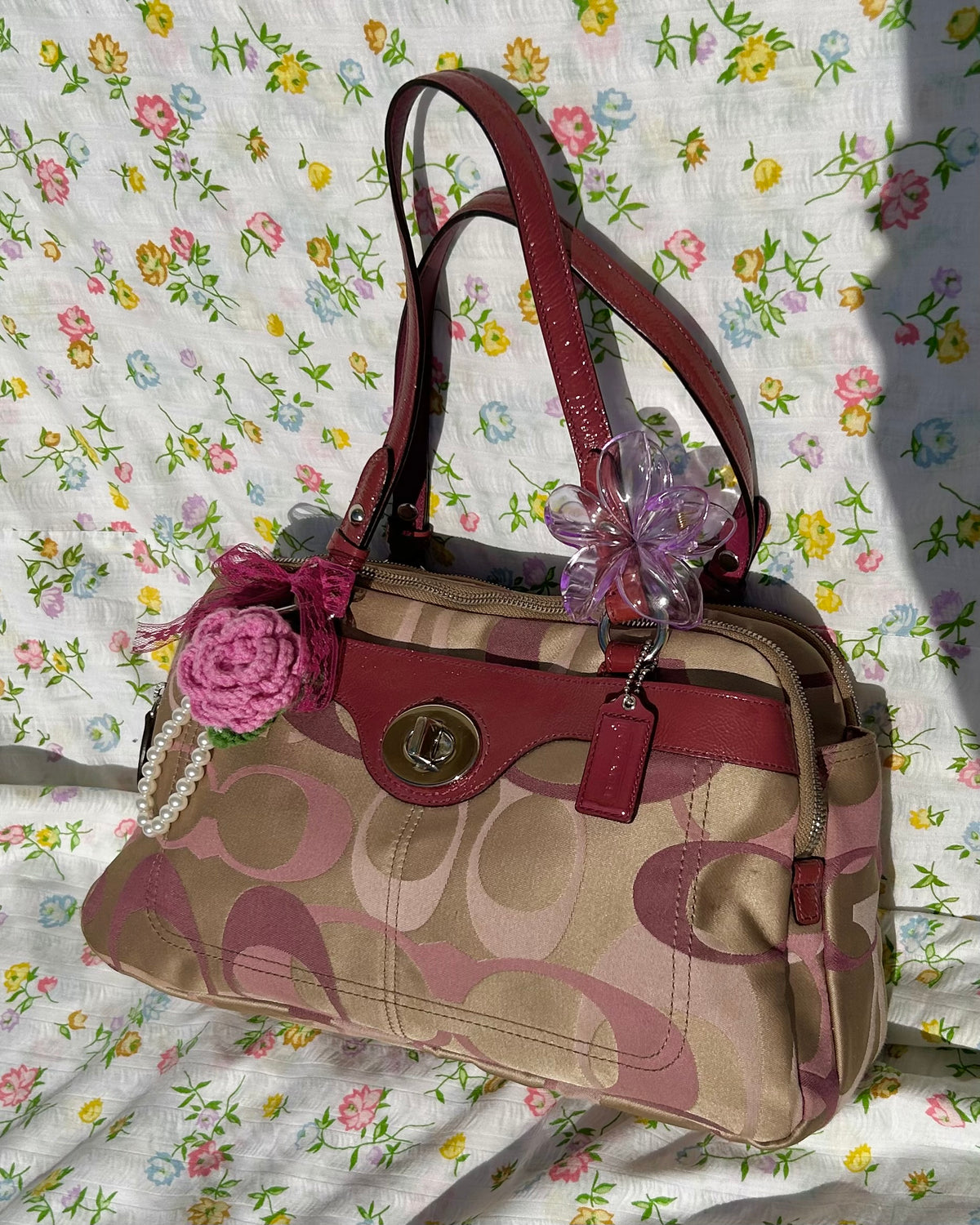 Coach Penelope Monogram Turnlock Satchel Shoulder Bag