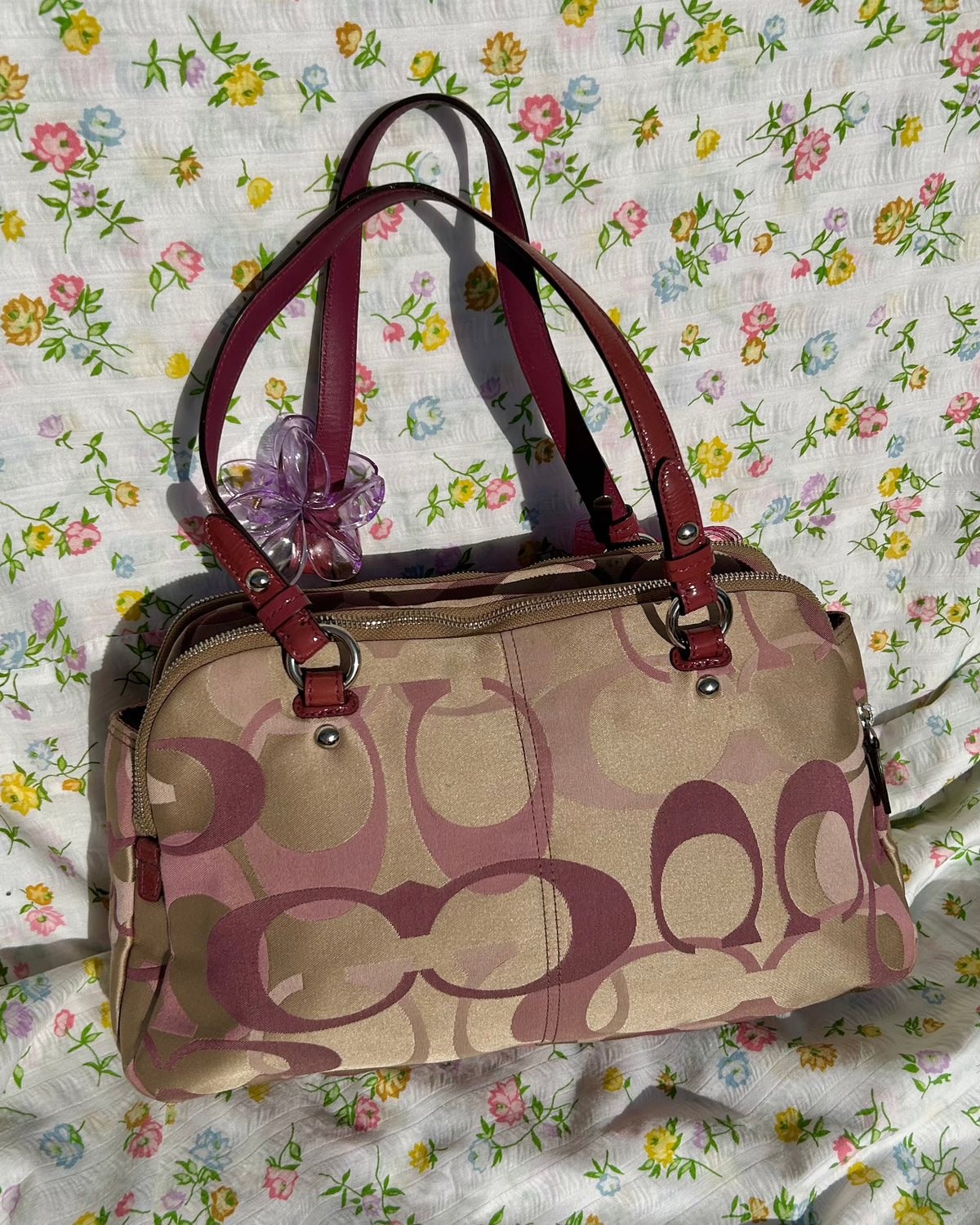 Coach Penelope Monogram Turnlock Satchel Shoulder Bag