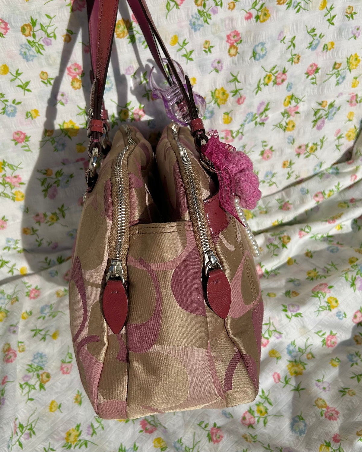 Coach Penelope Monogram Turnlock Satchel Shoulder Bag