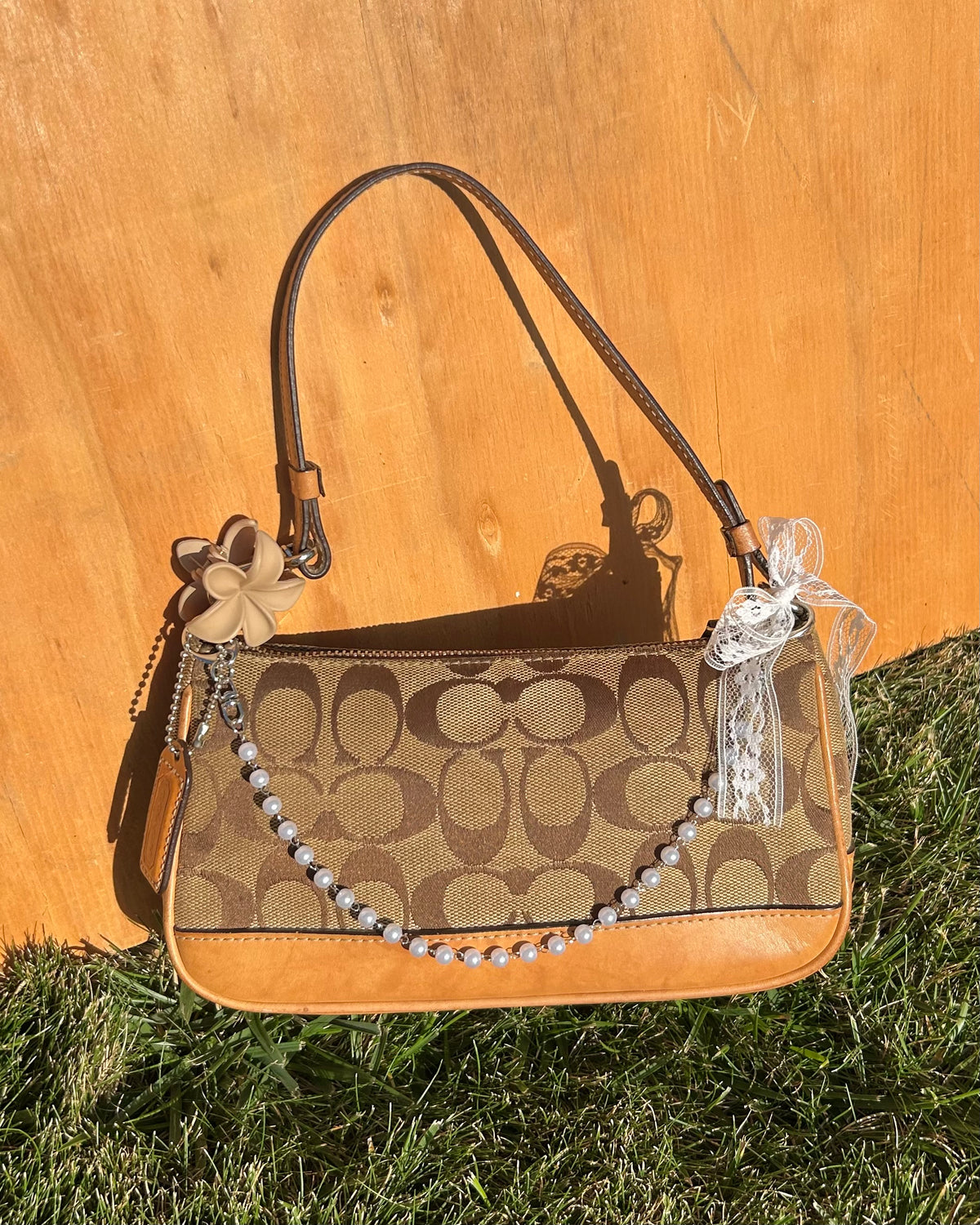 Vintage Coach Demi Hampton Monogram Shoulder Bag