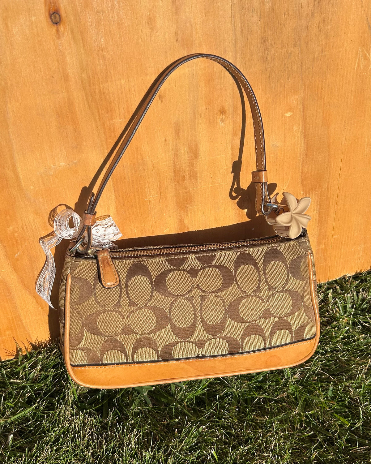 Vintage Coach Demi Hampton Monogram Shoulder Bag