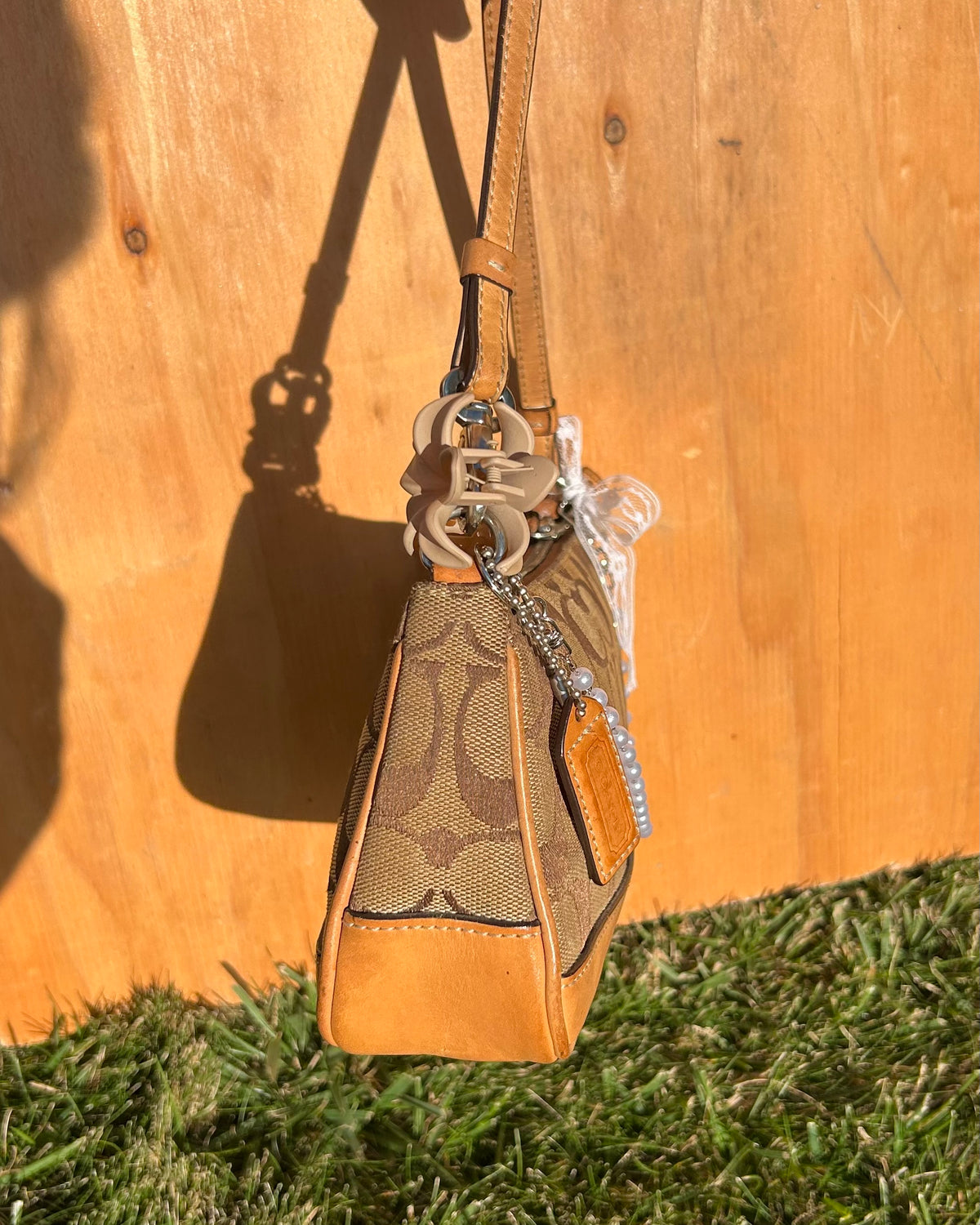 Vintage Coach Demi Hampton Monogram Shoulder Bag