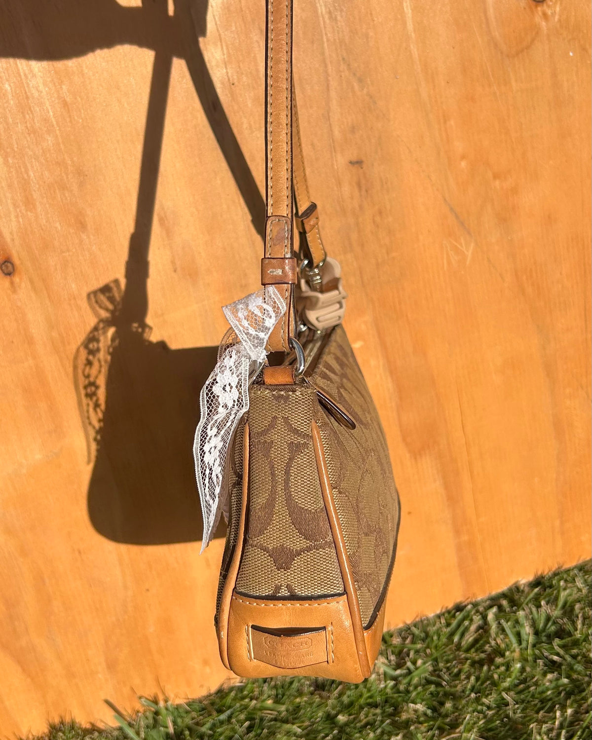Vintage Coach Demi Hampton Monogram Shoulder Bag