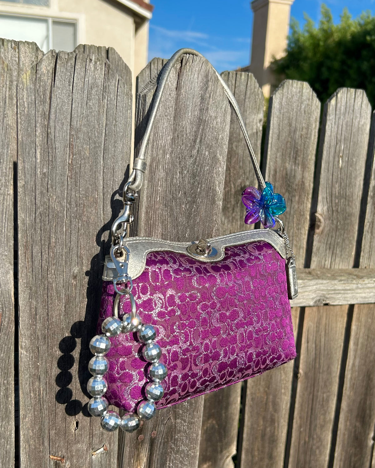 Vintage Coach Monogram Lurex Turnlock Pochette Mini Bag